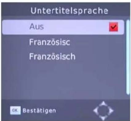 Untertitelsprache Aus Französisc Französisch OK Bestätigen