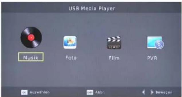 USB Media Player Musik Foto Film PVR OK Auswählen on Abbr. Bewegen