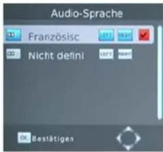 Audio-Sprache Französisch Nicht defini Bestätigen