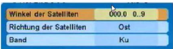 Winkel der Satelliten 000.0 0..9 Richtung der Satelliten Ost Band Ku