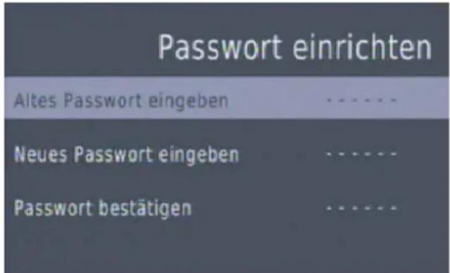 Passwort einrichten Altes Passwort eingeben Neues Passwort eingeben Passwort bestätigen