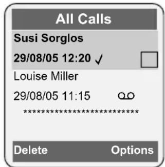 All Calls Susi Sorglos 29/08/05 12:20 ✓ Louise Miller 29/08/05 11:15 00 ****************** Delete Options
