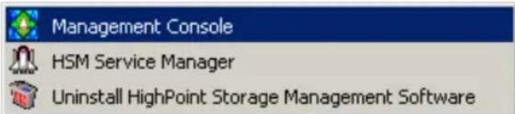 Management Console HSM Service Manager Uninstall HighPoint Storage Management Software