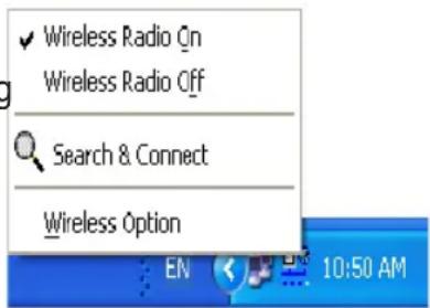 Wireless Radio On Wireless Radio Off Search & Connect Wireless Option EN 10:50 AM