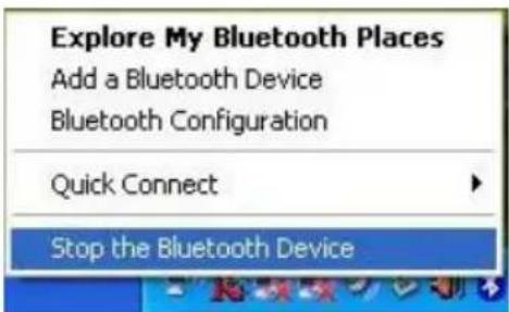 Explore My Bluetooth Places Add a Bluetooth Device Bluetooth Configuration Quick Connect Stop the Bluetooth Device