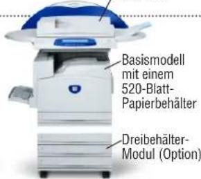 Basismodell mit einem 520-Blatt- Papierbehälter Dreibehälter- Modul (Option)