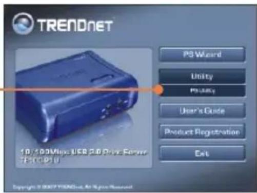 TRENDNET 10/100MHz USB 2.0 Drive Power 7E100P1U PS Wizard Utility PS38Kg User's Guide Product Registration Exit Copyright © 2007 TRENDNET, An Upgrade Received