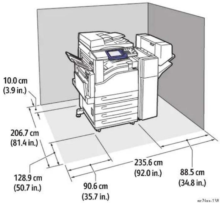 XEROX WorkCentre 7435V FLXPB - Platzbedarf (Grundmodell plus Office-Finisher) - 1