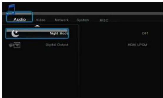 Audio Video Network System MISC Night Media Off Digital Output HDM/LPCM
