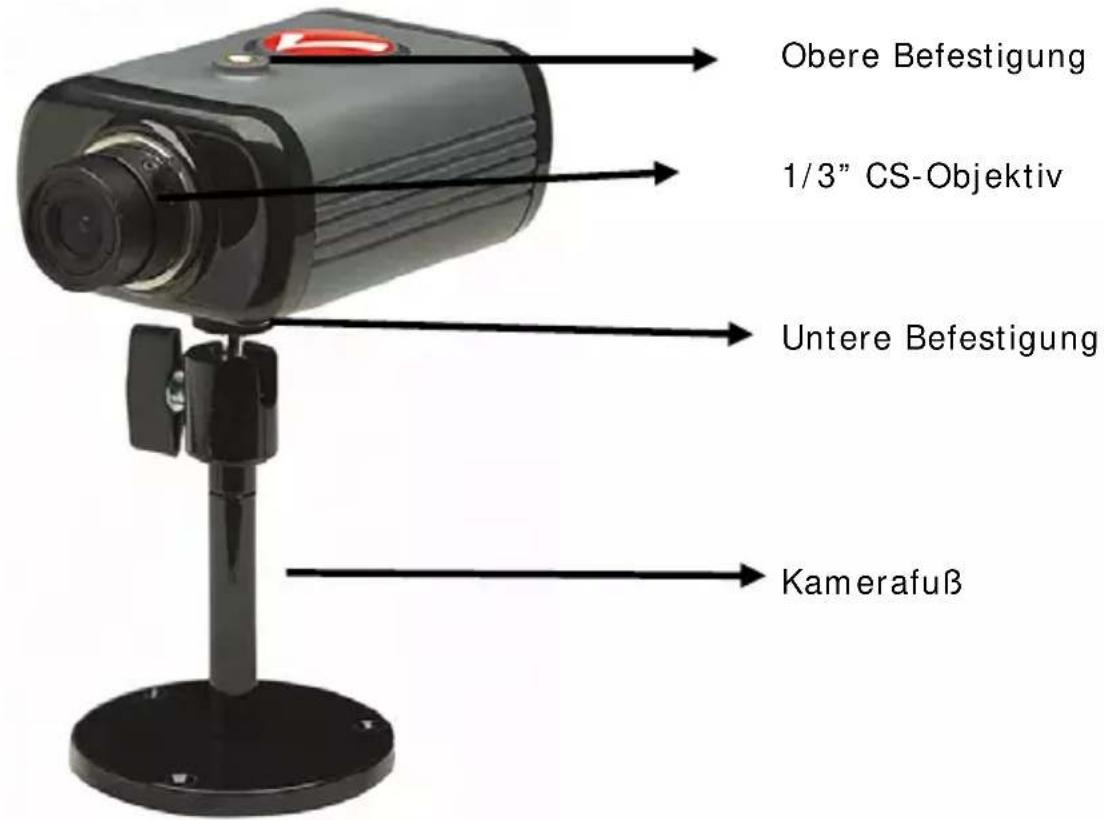 Obere Befestigung 1/3" CS-Objektiv Untere Befestigung Kamerafuß