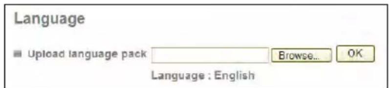 Language ■ Upload language pack Browse... OK Language : English