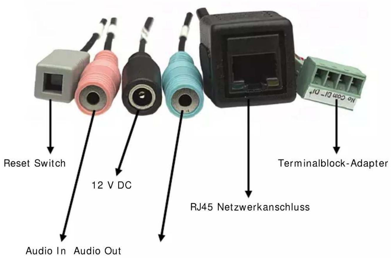 Reset Switch 12 V DC Audio In Audio Out Terminalblock-Adapter RJ45 Netzwerkanschluss No Com Di~Di+