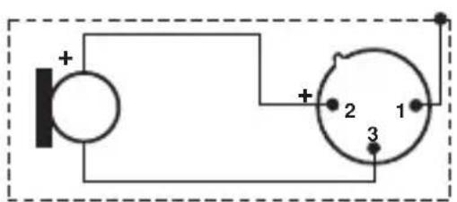 Electrical circuit diagram with labeled components and polarity indicators