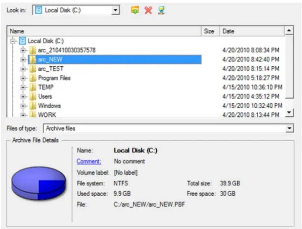 Look in: Local Disk (C:) Name Size Date Local Disk (C:) arc_210410030357578 4/20/2010 8:08:34 PM arc_NEW 4/20/2010 8:42:40 PM arc_TEST 4/20/2010 8:15:14 PM Program Files 4/20/2010 5:18:27 PM TEMP 4/15/2010 10:36:10 PM Users 4/15/2010 4:35:12 PM Windows 4/15/2010 10:32:40 PM WORK 4/20/2010 8:13:44 PM…