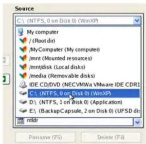 Source C:\ (NTFS, 0 on Disk 0) (WinXP) My computer / (Root dir) /MyComputer (My computer) /mnt (Mounted resources) /mnt/disk (Local disks) /media (Removable disks) IDE CD/DVD (NECVMWa VMware IDE CDR1 C:\ (NTFS, 0 or Disk 0) (WinXP) D:\ (NTFS, 1 on Disk 0) (Application) E:\ (BackupCapsule, 2 on Disk…