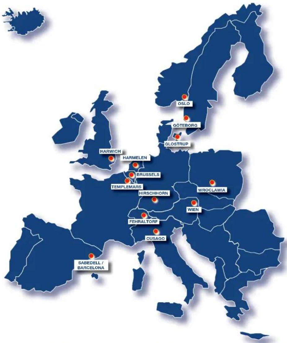 SABEDELL / BARCELONA TEMPLEMARS HARWICH HARMELN BRUSSELS OSLO GÖTEBORG GLOSTRUP HIRSCHHORN WROCLAWIA WIEN FEHRALTORF CUSAGO