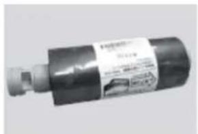 Product label of a cylindrical mechanical component with visible branding and specifications