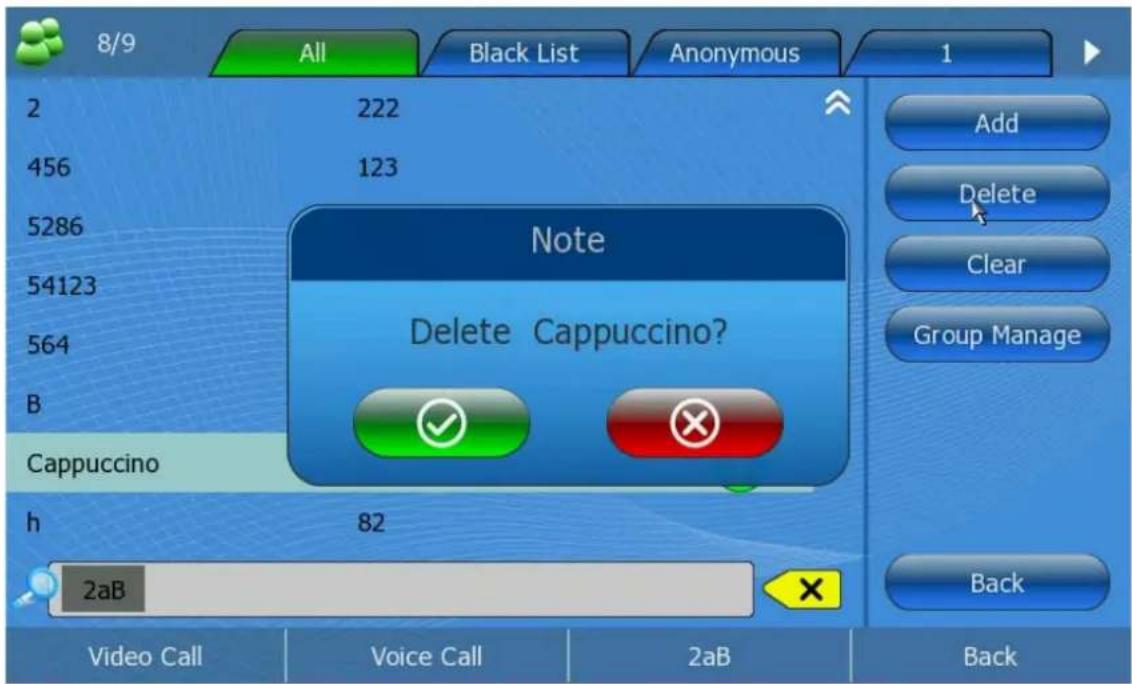 8/9 All Black List Anonymous 1 2 222 456 123 5286 Note Delete Cappuccino? Add Delete Clear Group Manage B 54123 564 Cappuccino h 82 Back Video Call Voice Call 2aB Back