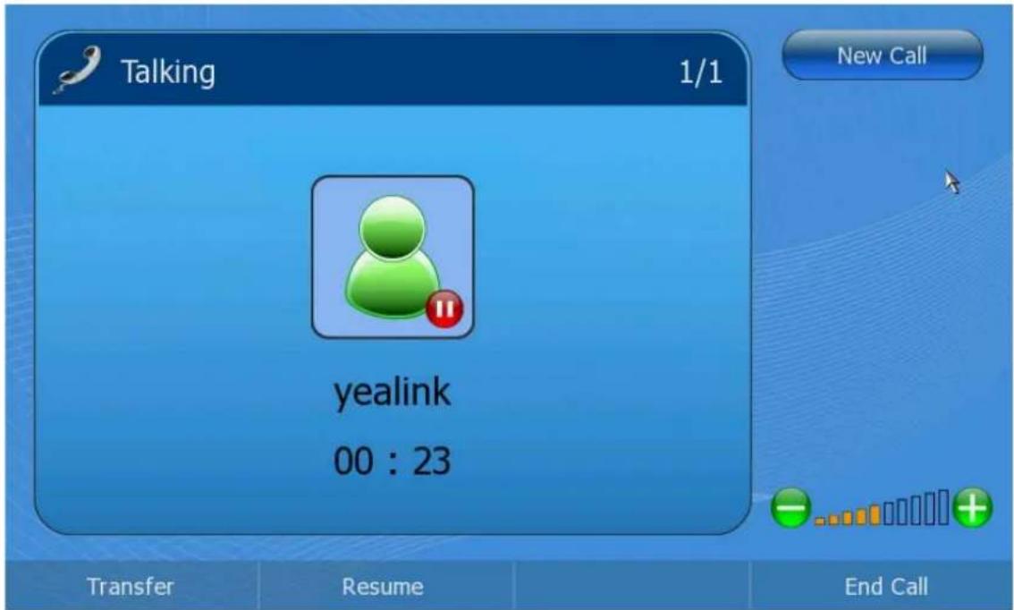 Talking 1/1 New Call yealink 00 : 23 Transfer Resume End Call