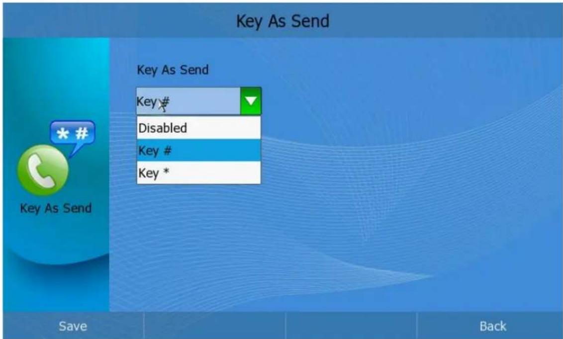 Key As Send Key As Send Key # Disabled Key # Key * Save Back