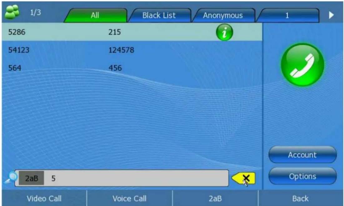 1/3 All Black List Anonymous 5286 215 i 54123 124578 564 456 2aB 5 Video Call Voice Call 2aB Back Account Options