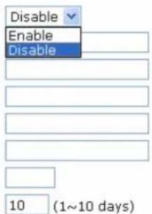 Disable Enable Disable 10 (1~10 days)