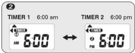2 TIMER 1 6:00 am TIMER 2 6:00 pm ① AM 6:00 ② PM 6:00