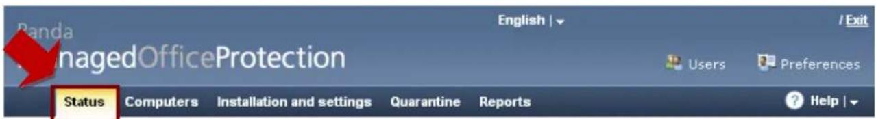 Randa ManagedOfficeProtection English | / Exit Users Preferences Status Computers Installation and settings Quarantine Reports Help |