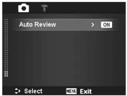Auto Review > ON Select MEN Exit