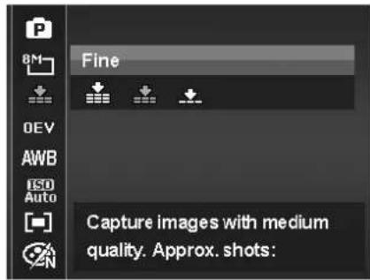 Fine Capture images with medium quality. Approx. shots: