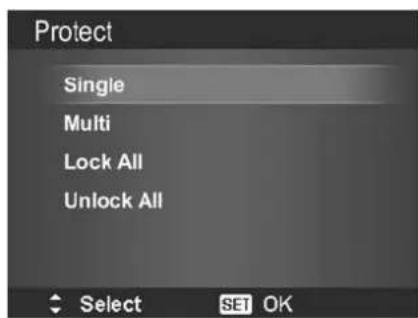 Protect Single Multi Lock All Unlock All Select SET OK