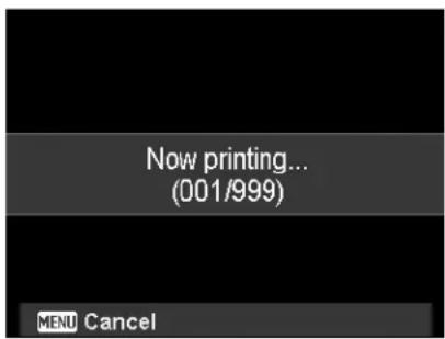 Now printing... (001/999) MENU Cancel