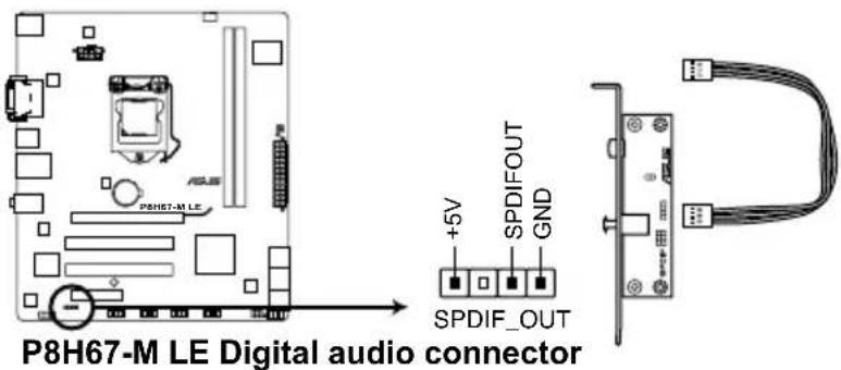 P8H67-M LE Digital audio connector +5V SPDIFOUT GND SPDIF_OUT