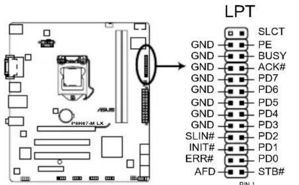 LPT GND PE GND BUSY GND ACK# GND PD7 GND PD6 GND PD5 GND PD4 GND PD3 SLIN# PD2 INIT# PD1 ERR# PD0 AFD STB# PIN 1