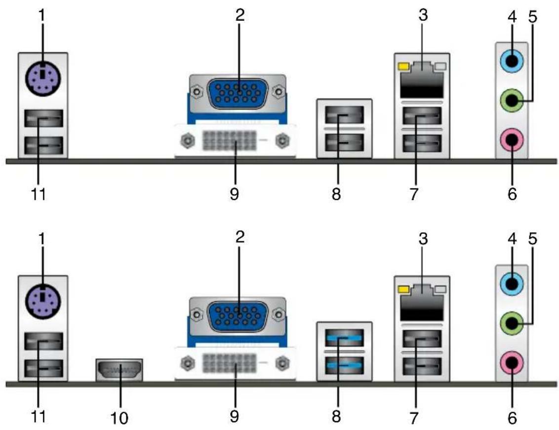 ASUS P8H67-M LE - Rücktafelanschlüsse - 1