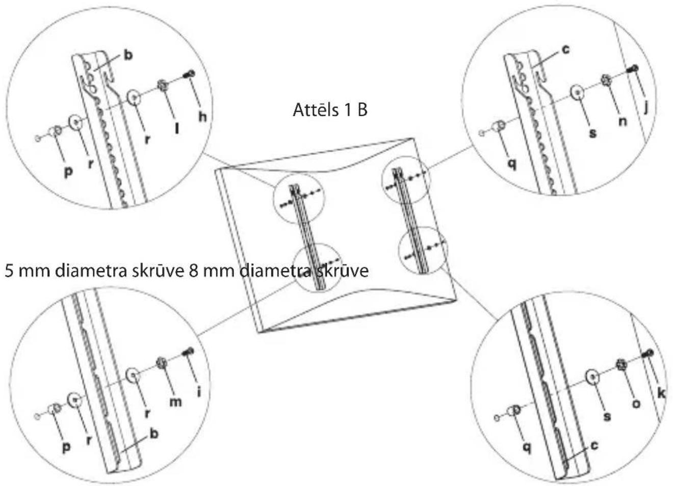 Attels 1 B 5 mm diametra skrūve 8 mm diametra skrūve
