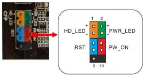HD_LED RST CFP PWR_LED 1 2 + PWR_LED RST PW_ON 9 10