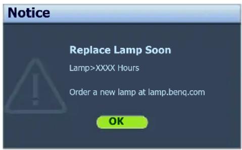 BENQ 9H.J6H77.14E - Timing of replacing the lamp - 3