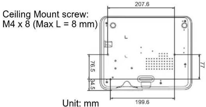 Ceiling Mount screw: M4 x 8 (Max L = 8 mm) 207.6 76.5 34.5 199.6 Unit: mm