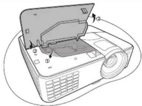 Diagram of an electronic device with labeled components, showing a front panel and internal structure.
