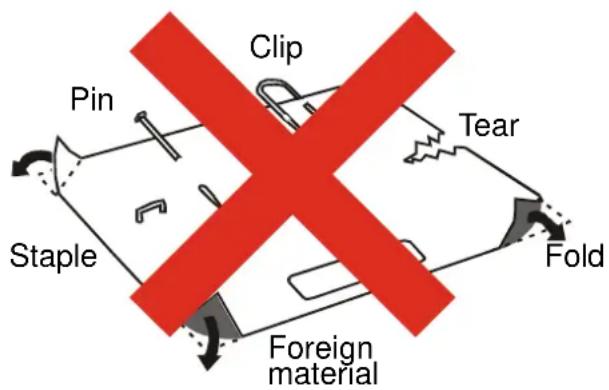 Clip Pin Tear Fold Staple Foreign material