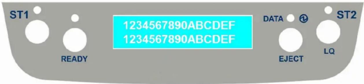 ST1 READY 1234567890ABCDEF 1234567890ABCDEF DATA EJECT LQ ST2