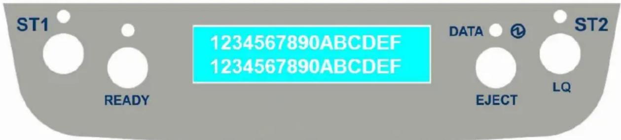 ST1 READY 1234567890ABCDEF 1234567890ABCDEF DATA EJECT LQ ST2