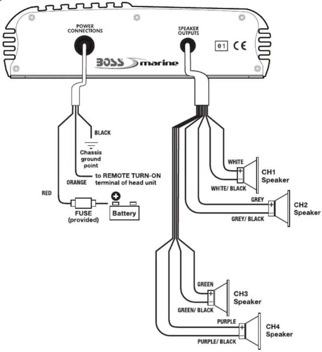 BOSS Marine MR800 - 4-Channel Amplifier - 1