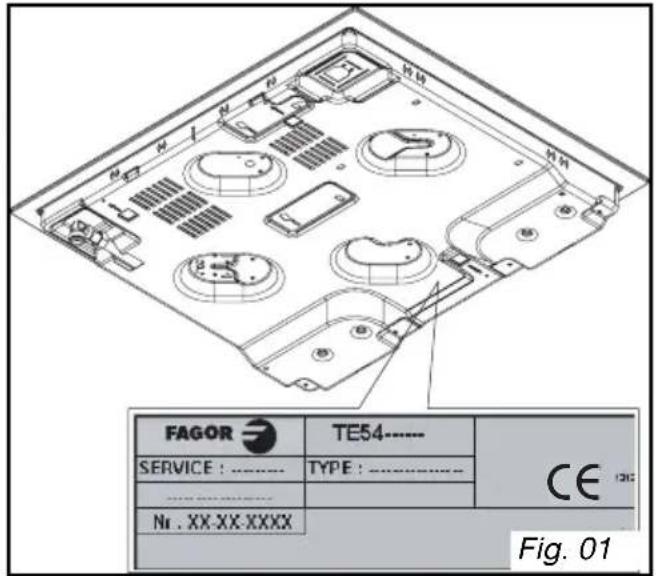 FAGOR TE54 SERVICE: ---- TYPE: ---- CE 120 Nr. XX-XX-XXXX Fig. 01