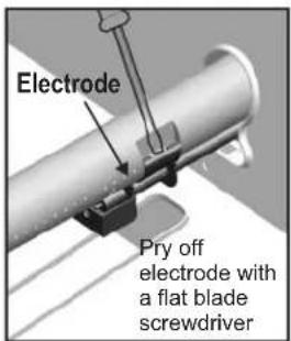 Electrode Pry off electrode with a flat blade screwdriver