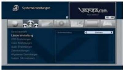 Systemenstellungen VANTAGE 01:00 Sachanzen Ländensstellung 2000-Einstellungen vors Erwartungen Auto-Einstellungen Zehorstattungen angssystem-Einstellungen System-Informationer Länderstellung Erwartung