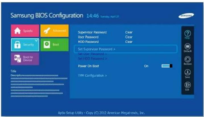 SAMSUNG ATIV Tab XQ700T1C - 관리자 비밀번호 설정하기 - 1