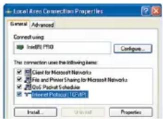 Local Area Connection Properties General Advanced Connect using InletR1 P100 Configure... The connection uses the following items: □ Client for Microsoft Networks □ File and Provider Sharing for Microsoft Networks □ QoS Packet Scheduler □ Internet Protocol TCP-R1 Install... Uninstall Properties