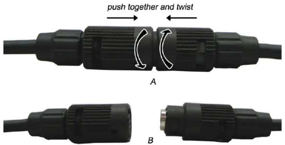 push together and twist A B